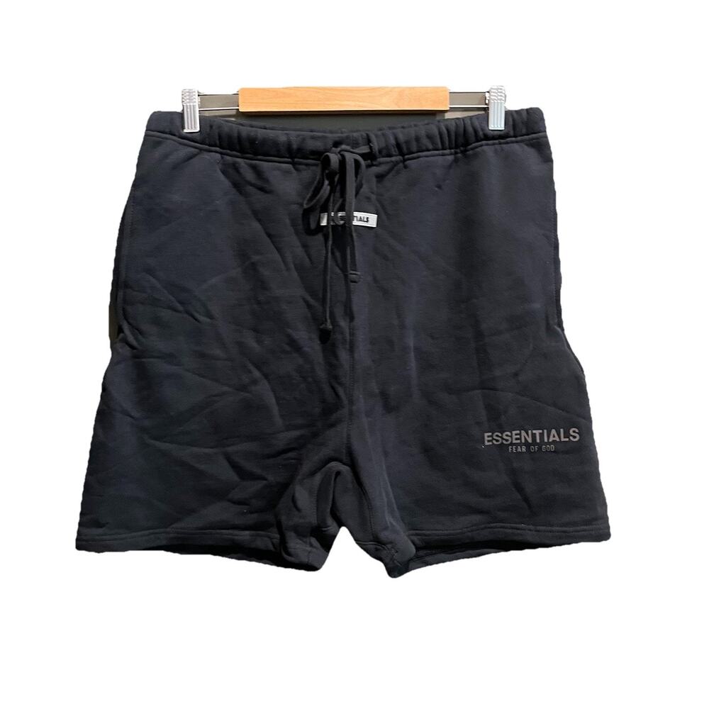 Fear of God Essentials Black Stretch Limo Drawstring Men's Sweat Shorts Size‎ L